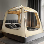 Bed Tent Bed Canopy Breathable 100% for Adult and Kids Light Reduction Sleeping Dream Tents Indoor Portable Big Space with String Light 4 Doors Twin Full Queen King Size