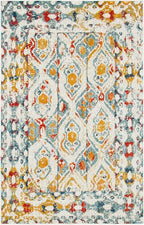 Unique Loom Rosso Collection Vintage, Geometric, Bohemian, Traditional, Distressed, Southwestern Area Rug, 4' 0" x 6' 0", Multi/Ivory