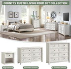 41" Tall White Dresser, Farmhouse 8 Drawers Dressers for Bedroom, Vertical Chest of Drawers for Bedroom Nursery with Metal Handle, Modern Rustic Wood Dresser for Closet, Living Room