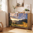SIGNWIN Sideboard Buffet Cabinet, Kitchen Storage Cabinet with 2 Doors, Sunset Sky Autumn Mountain Valleyism, Cupboard Console Table for Dining Room - 35" L x 18" W x 29" H