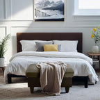 Ottoman Rectangular Storage Ottoman Bench, Flannel Footrest Stool Footstool with Lid for Living Room, Bedroom, Entryway, Taupe&Black, 35"x23.5"x17.5"