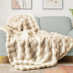Latepis Soft Luxury Faux Fur Bubble Blanket, Thick Warm Cozy Throw Blanket for Couch, Plush Fluffy Blanket for Sofa and Bedroom Women Gift, 50” x 60”, Tie-dye Camel, 860GSM