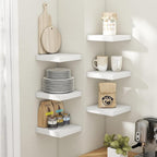 8 Inch Square Floating Shelves for Wall 3 Pack, 8"D Wood Grain Bathroom Shelves with Invisible Brackets, Easy Install Engineered Wood Storage Shelves for Kitchen, Living Room, Bedroom, White Finish