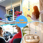 Sun Catchers Gazing Ball Spiral Tail Wind Spinner with Crystal Suncatcher for Hanging Ornaments Decorative Indoor Outdoor Windows Prism Rainbow Maker Car Mirror Home Yard Garden Decor