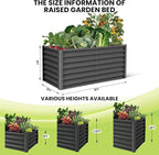 Galvanized Raised Garden Bed Outdoor, 2 Pcs 6x3x2FT Outdoor Large Planter Raised Beds Open Base with Safety Edge and Glove for Vegetables Flowers Ground Planter, Dark Gray