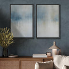 SIGNFORD Framed Canvas Print Wall Art Set Blue and Beige Abstract Modern Neutral Vertical Illustration Modern Art Decorative Nordic Nature for Living Room, Bedroom, Office - 24"x36"x2 Black