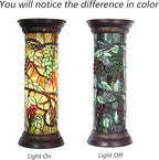 Bieye L10769 Grape Vine Tiffany Style Stained Glass Pedestal Floor Lamp for Decorating, 26 inches Tall