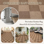 Lahome Checkered Easy Jute Living Room Rugs, 5x7 Large Dining Room Office Carpet Farmhouse Washable Area Rug, Checkerboard Neutral Non Slip Indoor Outdoor Carpet for Bedroom Entry Patio