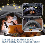 Gray Twin Bed Tent for Kids Indoor Fort - Magical Dream Tents for Boys Pop Up Toddler Bed Canopy for Girls Bunk Bed Tent for Top Bunk - Sensory Sleep Pod for Kids Educational