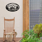 Rustic Metal Deer Cabin Sign, Outdoor Welcome Sign for Front Porch, Great Gift for Hunters, Farmhouse Cabin Decor