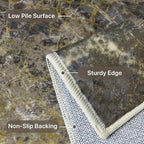 Area Rugs 8x10 for Living Room Bedroom, Modern Abstract Honeycomb Geometric Design, Machine Washable Rug, Large Soft Low Pile Floor Cover with Non Slip Backing for Dining Room, Brown/Tan