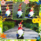 Gnomes Garden Statues Decor, Solar Waterproof Large Gnome with LED Lights Funny Garden Sculptures Outdoor Patio Yard Decorations Lawn Ornaments Gifts for Women Mom