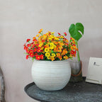 Fake Mums Artificial Flowers – 12 Bundles Fall Flowers for Outdoor Orange Display, Faux Chrysanthemums UV Resistant Silk Plants for Porch, Patio, Garden, Thanksgiving Decor (Red 5, Orange 5, Yellow 2)