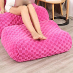 Pouf Ottoman, Comfy Poufs with Jacquard Shaggy Plush, High-Density Memory Foam Foot Stool for Living Room, Pink