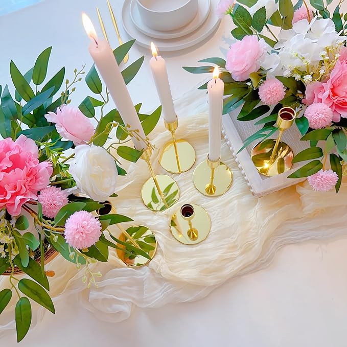 Taper Candle Holders,Tall Metal Candlestick Holders,Gold,Set of 54,Three Heights,Candle Stick Holder for Wedding Centerpiece Decoration,Dinning,Festival,Party or Home Decor