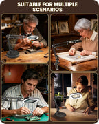 10X Round Magnifying Glass with Light and Stand, 2-in-1 LED Lighted Desk Lamp & Clamp, 5 Color Modes Stepless Dimmable, Hands-Free Magnifier Desk Lamp for Reading Craft Close Work B02DL05