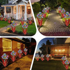 Homight Solar Metal Agave Butterfly Flower Stick Garden Sculpture - Outdoor Christmas Lights, Swaying Solar Lights Gift (2 PCS RED)