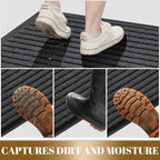 Yimobra Front Door Mat Outdoor Indoor Entrance, 100% Waterproof All-Season All Weather Doormat, Welcome Matt Outside Entry, Non Slip, Low Profile, Heavy Duty Patio Porch Floor Mats,36 x 24,Grey