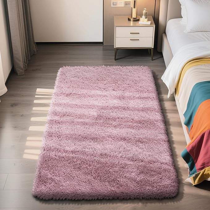 Shag Area Rug for Bedroom 3x5,Blush Fluffy Area Rugs for Living Room,Soft Fuzzy Rug Non-Shedding Indoor Plush Carpet for Kids Bedroom Nursery Dorm Home Decor