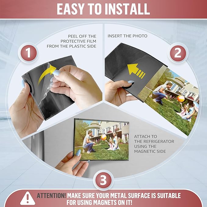 JUZARI 10 Pack 5x7 Magnetic Picture Frames for Refrigerator - Magnet Picture Frames for Fridge - Magnetic Photo Sleeves - Magnetic Photo Frames - Magnetic Picture Holder - Locker Magnet Frames