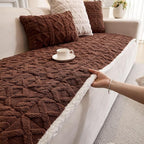 Plush Couch Cover for Pets Super Soft Sofa Covers for Cats & Dogs Washable Sofa SlipCover Furniture Couch Protector for Living Room(35" x 71", Brown)