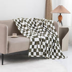 LOMAO Throw Blankets Flannel Blanket with Checkerboard Grid Pattern Soft Throw Blanket for Couch, Bed, Sofa Luxurious Warm and Cozy for All Seasons (Dark Olive, 40"x50")