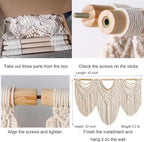 Achart Macrame Wall Hanging Large- Boho Wall Decor- large wall art- Wall Decor Living Room- Macrame Tapestry Boho Decor for Bedroom (Wooden Bead)