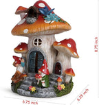Hodao Spring Garden Mushroom Gnomes Decorations Mushroom House Ornaments Decor for Porch, Garden Yard Spring Lighting House for Outdoor Decor Birthday Gifts for Mom, Grandma,Women