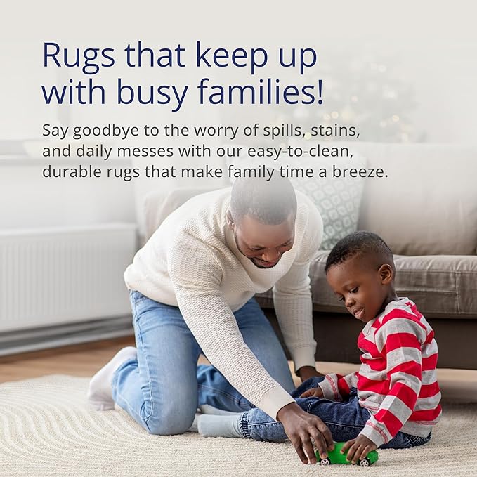 Abani Nuevo Collection Area Rug - Transitional Beige/Cream Design -4'x6' - Easy to Clean - Durable for Kids and Pets - Non-Shedding - Medium Pile - Soft Feel - for Living Room, Bedroom & Office