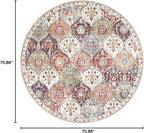 Lahome Moroccan Trellis Washable Round Area Rug, Soft Round Rugs 6ft Ultra-Thin Non-Slip, Vintage Large Circle Carpet for Bedroom Living Room Kitchen Nursery, Orange/Terracotta