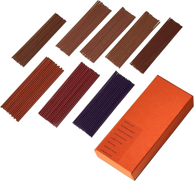 Incense Sticks – 120 Natural Sticks, 8 scents Including Lavender, Osmanthus, Rose, Agarwood, Sandalwood & Oriental. 15 Sticks per Scent. Stress Relief Gifts