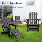 Adirondack Ottoman, HDPE Plastic Adirondack Footstool, All Weather Foot Rest for Adirondack Chair, Outdoor Footrest for Patio,Backyard, Lawn, Fire Pits, Black