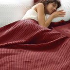 PHF Ultra Soft Waffle Weave Blanket King Size 104"x 90"- Washed Lightweight Breathable Cozy Woven Blanket for Bed - Aesthetic Decor for Couch Bedding Sofa Home Car - Wine