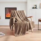 CozeCube Check Knit Throw Blanket, Light Brown Checkered Throw for Couch, Decorative Christmas Soft Cozy Warm Knitted Blanket for Bed Sofa Living Room, 60"X80"