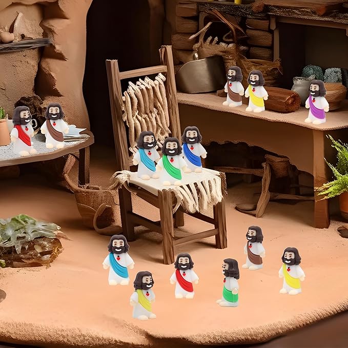 50 Pcs Baby Jesus Figures Mini Jesus Figurines in Bulk Original Design Tiny Miniature Jesus Figures for Hide and Seek, Religious Party Favors, Sunday School, Baptism Gift, Easter Egg Stuffers