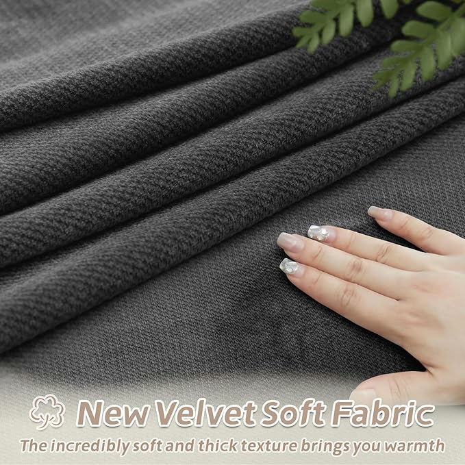 Arfntevss Sectional Recliner Couch Covers Velvet Washable Corner Sectional Sofa Cover for Reclining Couch Stretch Soft Thick L Shape Recliner Slipcover (5 Seat with 2 Console Cover, Charcoal Gray)