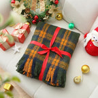 ZonLi Green Plaid Throw Blanket for Couch, Fall Plaid Blanket for Home Decor, Soft Lightweight Cozy All Season Decorative Vintage Blankets with Tassel for Bed and Sofa, 50'' x 60''