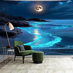 Nature Tapestry Forest Tree Sea Cave Wall Hanging, Stream Through Rainforest Landscape Wall Art Tapestry for Bedroom Living room (Blue Tears, 90"×70", Unframed)