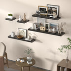 Floating Shelves for Wall, 55"W x 9.3"D x 1.5"H, Long Wooden Wall Mounted Display Shelves with Invisible Brackets for Living Room, Bedroom, Bathroom, Kitchen Decor and Storage, Set of 1, Black