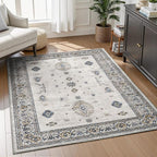 AMOAMI-Vintage Area Rug 4x6 Grey Rugs for Living Room-Soft Living Room Rug Non Slip Rugs for Bedroom Carpet Machine Washable Rug for Dining Room Bedside Office Room Decor