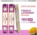 Satya French Lavender Incense Sticks 180 gm (15GM X 12 Pack) from Satya Sai Baba Nag Champa and Raajsee Incense Sticks Holder Bundle, Free from Chemicals,Natural Insenses