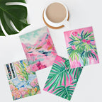 SIGNWIN Adhesive Canvas Poster Tropical and Floral Bright Botanical Preppy Room Decor Pink Decor Digital Art Modern Art Decorative Multicolor Scenic for Bedroom - 12"x16"x4