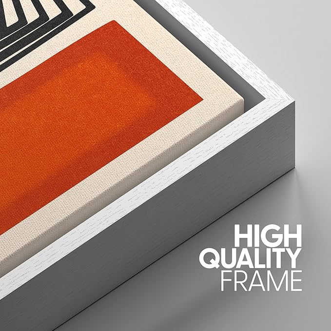 SIGNWIN Framed Canvas Print Wall Art Set Mid-Century Rising Sun & Color Blocks Abstract Geometric Illustrations Graffiti & Street Art Modern Art for Living Room, Bedroom, Office - 16"x24"x3 White