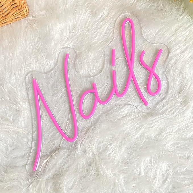 HDJSIGN Nails Neon Sign - LED Pink Nail Salon Sign for Beauty Room Wall Decor - USB Neon Lights