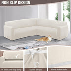 HDCAXKJ Sectional Couch Cover L Shape Stretch Sofa Covers Washable Jacquard Corner Couch Slipcover Non Slip Sectional Slip Cover U Shaped Furniture Protector for Pets Dogs (White, Small)