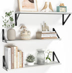 Heimlove Floating Shelves for Wall, 24 Inch Long Wood Floating Shelves Set of 3, Wall Mounted Hanging Shelf for Bathroom Bedroom Kitchen, White