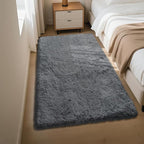Fluffy Rug Shaggy Area Rug, Dark Grey 3x5 Area Rugs for Bedroom, Small Bedside Rug, Soft Fluffy Shaggy Entryway Throw Rugs for Living Room Bedroom Kids Room Home Decor