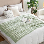 Snuggle Sac Houndstooth Throw Blanket for Couch, Reversible Super Soft Warm Blankets Cozy Knit Fuzzy Plush Lightweight Throws for Sofa, Bed, Camping, Green,50x60 inches