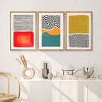SIGNWIN Framed Canvas Print Wall Art Set Mid-Century Color Blocks & Spirals Abstract Shapes Illustrations Modern Art Contemporary Minimal Ultra for Living Room, Bedroom, Office - 16"x24"x3 Natural
