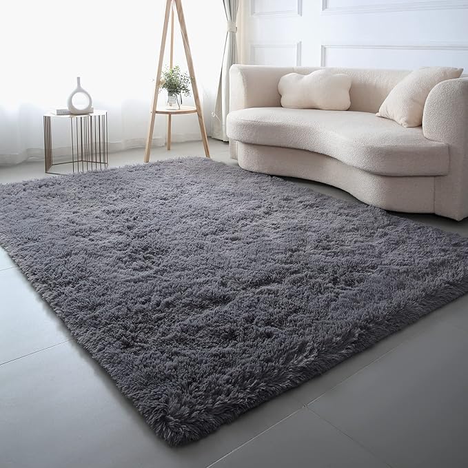 7x10 Area Rugs for Living Room: Grey Area Rug 7 x 10 Carpets for Living Room - Shag Area Rug Modern Indoor Soft Shaggy Fuzzy Floor Carpet for Bedroom(Gray/7x10 Feet)